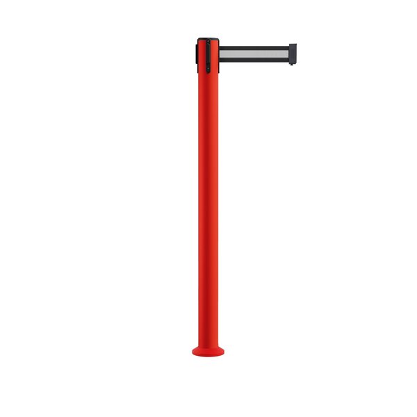 Montour Line Stanchion Belt Barrier Fixed Base Red Post 9ft.Black/Wh HL Belt MSX630F-RD-BWH-90